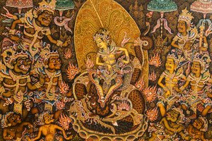Semara y Ratih, pintura de Ketut Mandra en exhibición en el Museo Puri Lukisan, Ubud, Bali, Indonesia de Unbekannt Unbekannt